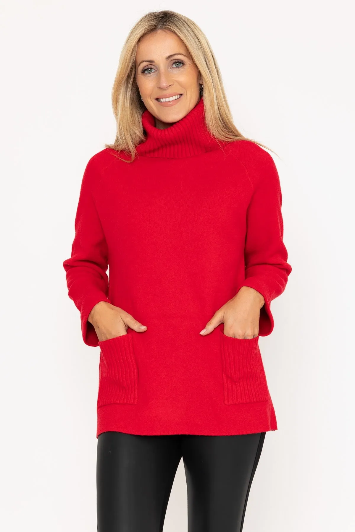 Red Pocket Polo Knit Jumper