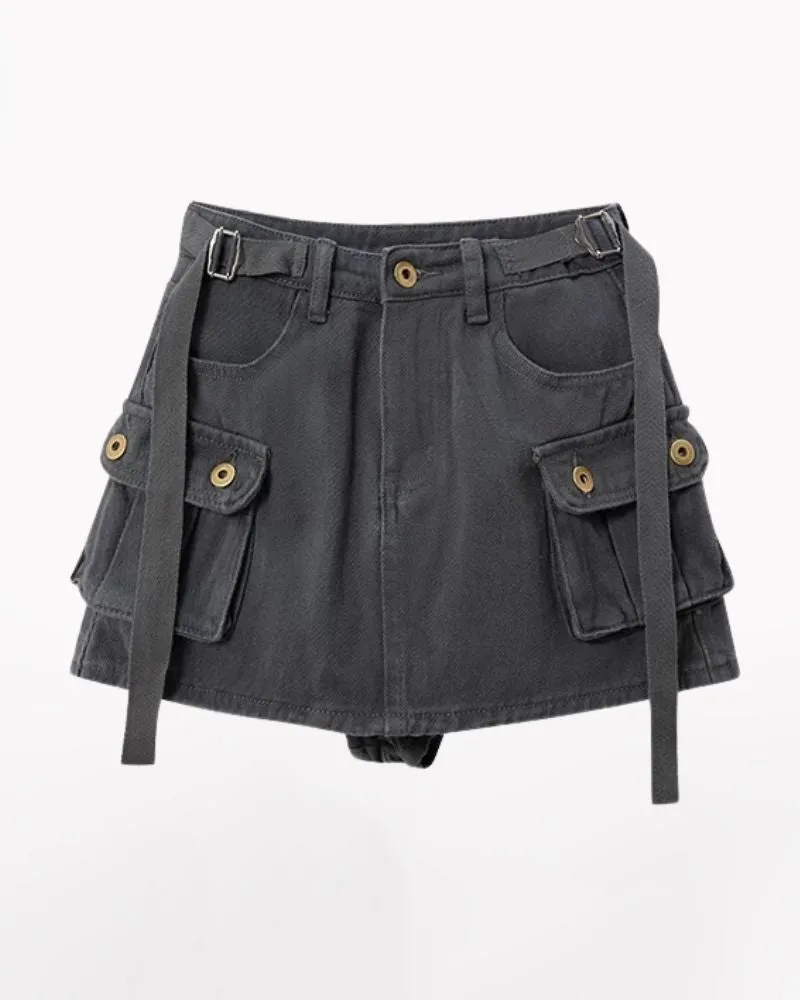 Retro Belt Cargo A Line Skirt