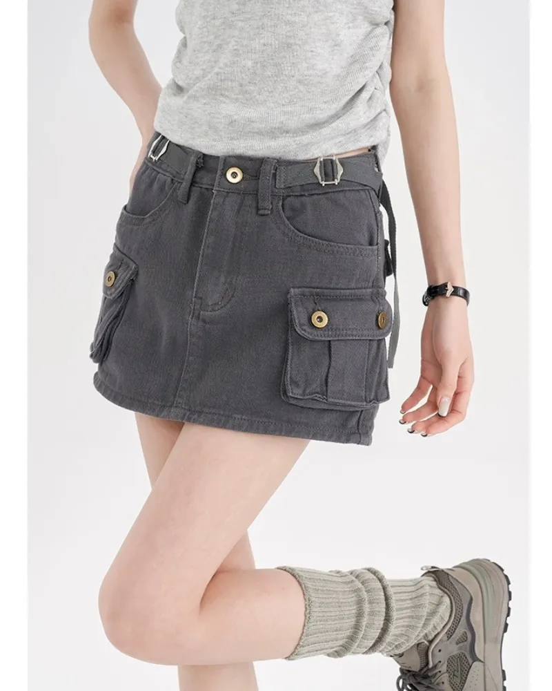 Retro Belt Cargo A Line Skirt