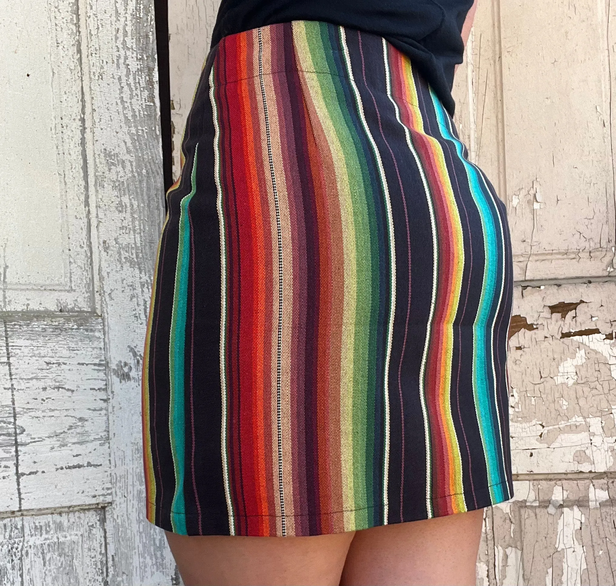 Rhonda Stark Women's Rainbow Serape 4-Button Skirt 501-SRW