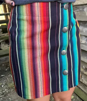 Rhonda Stark Women's Rainbow Serape 4-Button Skirt 501-SRW