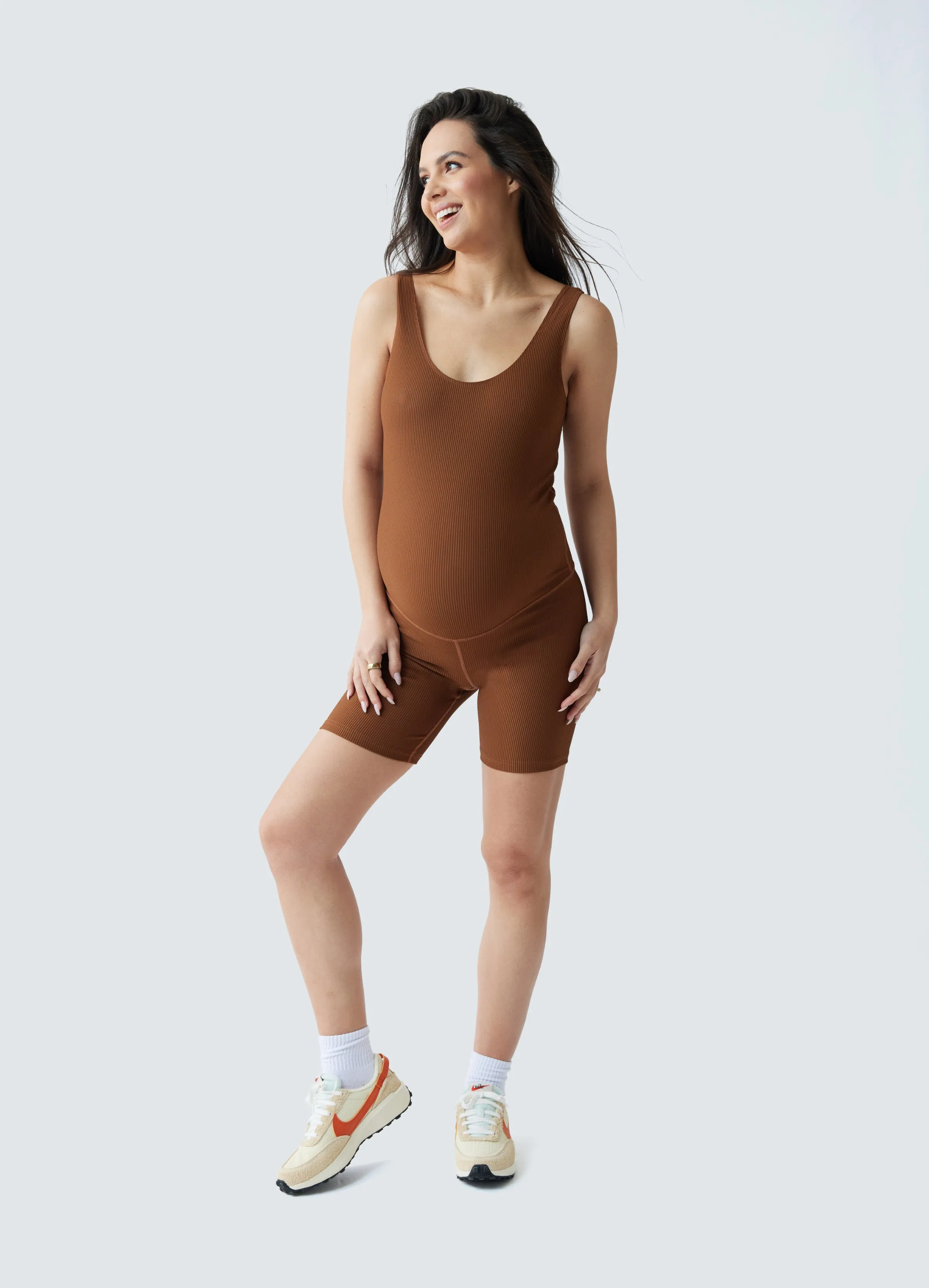 Rib Maternity Bike Short Bodysuit