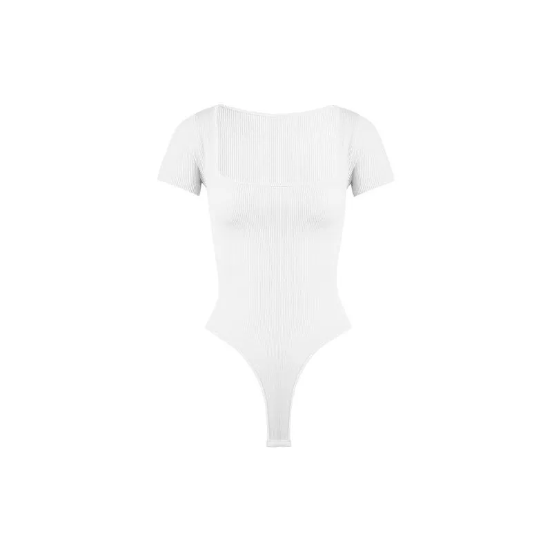 Ribbed Square Neck Tee Bodysuit