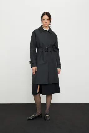 Roman Belted Waist Top Coat Black