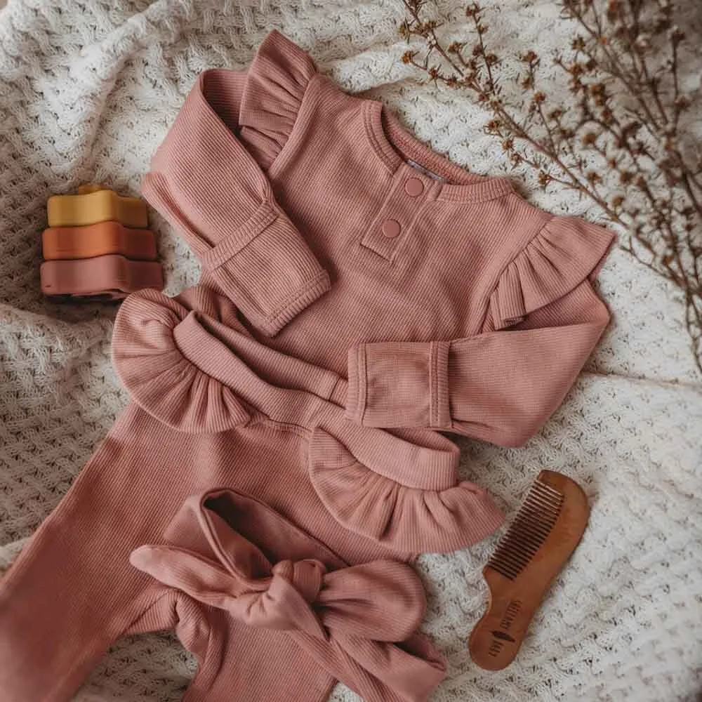 Rose Long Sleeve Organic Bodysuit