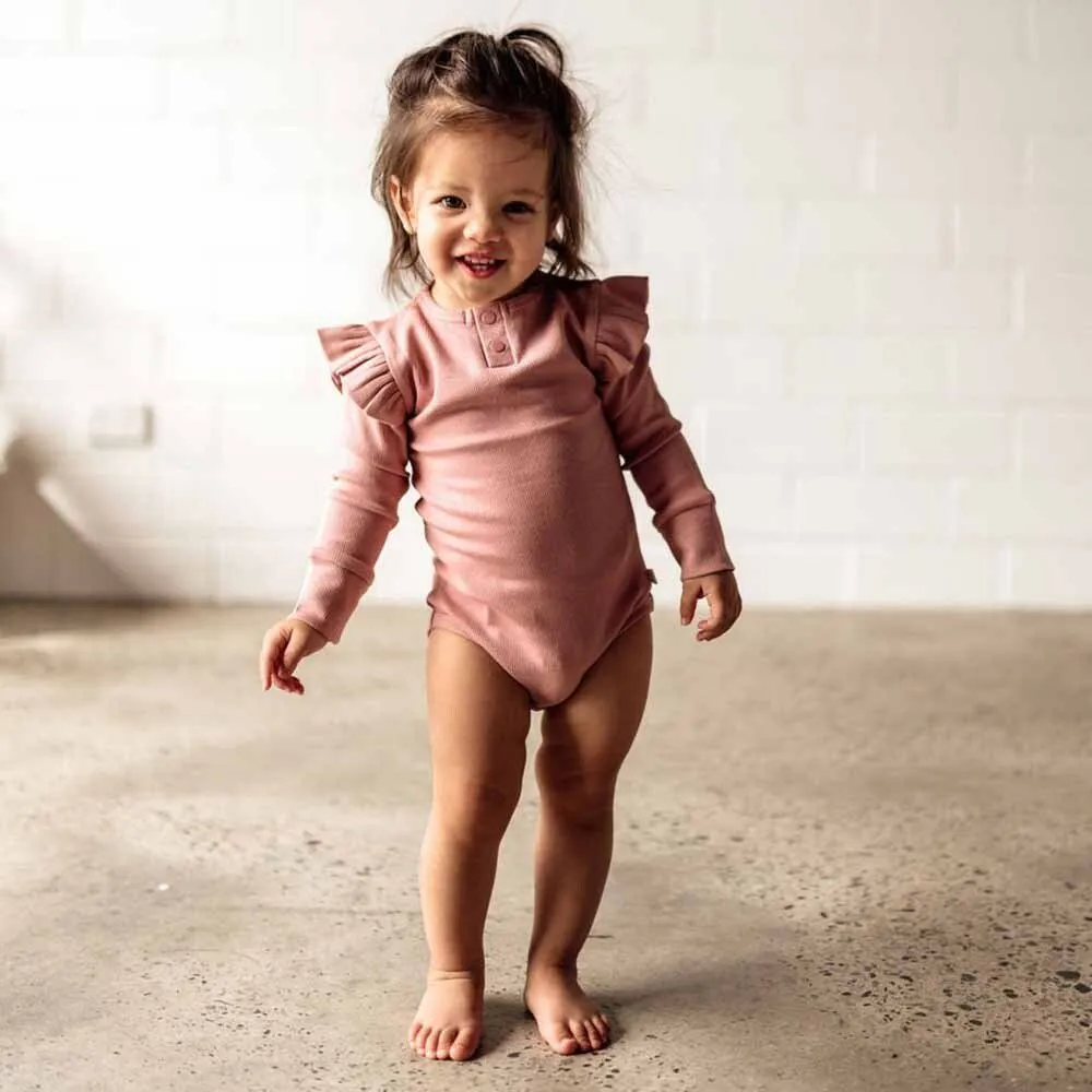 Rose Long Sleeve Organic Bodysuit