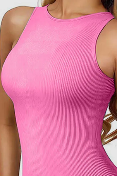 Round Neck Sleeveless Active Bodysuit