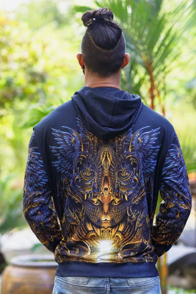 Sacred Geometry Hoodie | Fractal Hoodie | Psy Clothing | Festival Hoodie | Psychedelic Sweater | Fractal Feline (HD)