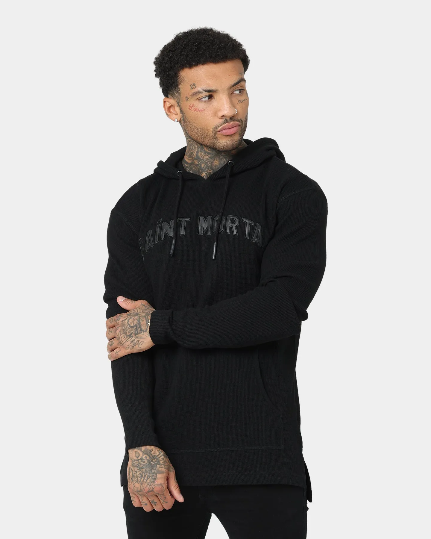 Saint Morta Kingdom Waffle Hoodie Black