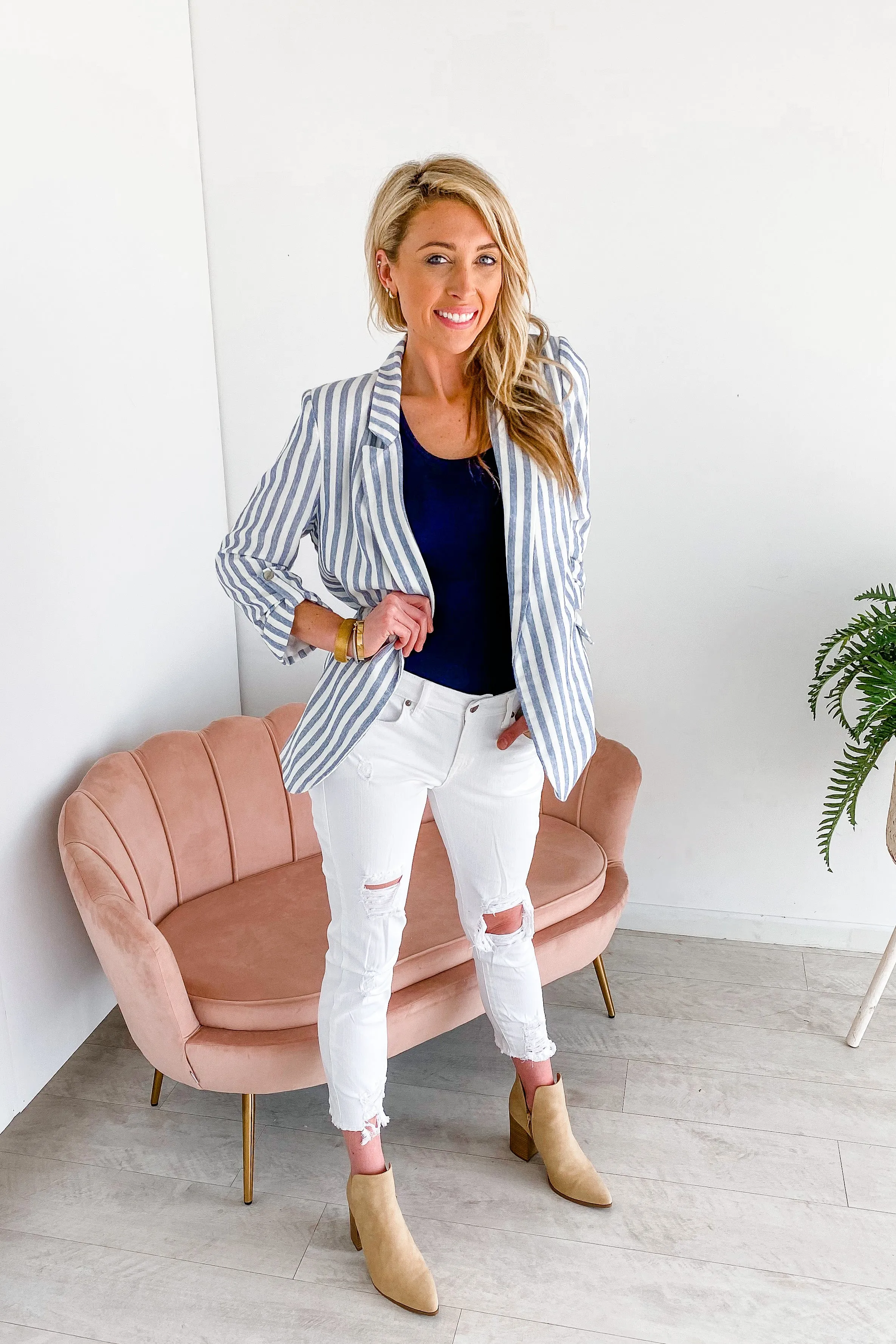 Sasha Striped Linen Blazer | S-L