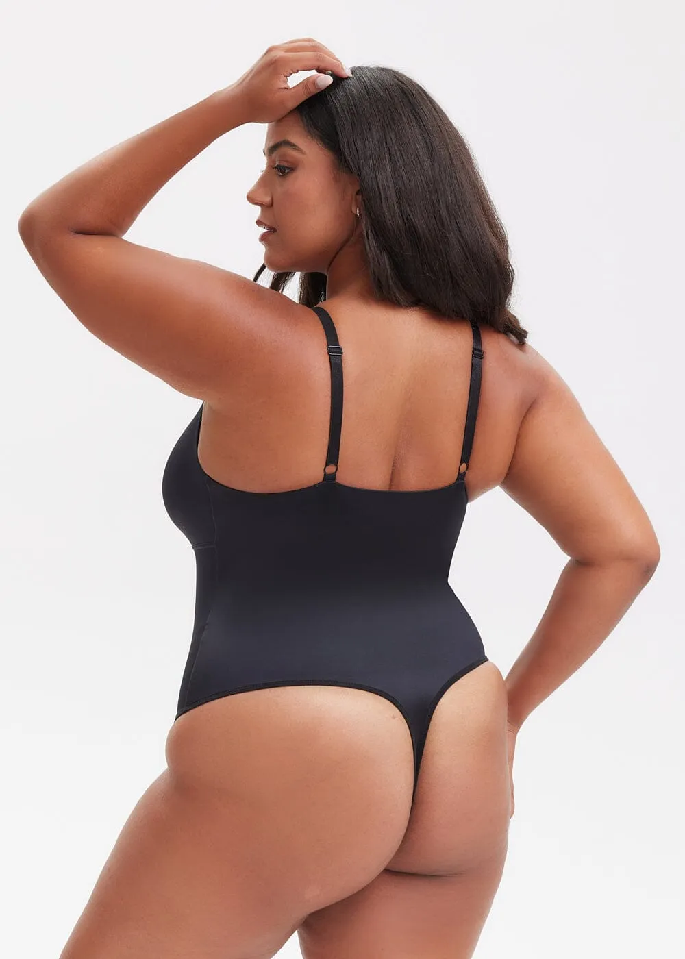 SatinSculpt V-neck Bodysuit Thong