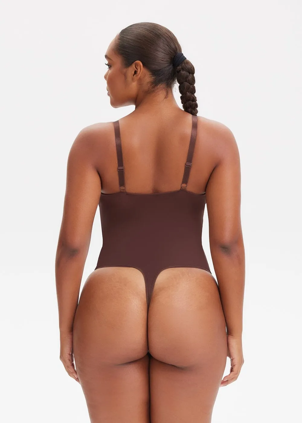 SatinSculpt V-neck Bodysuit Thong