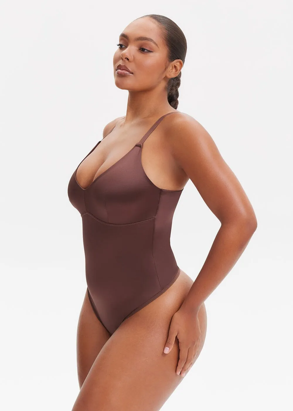 SatinSculpt V-neck Bodysuit Thong