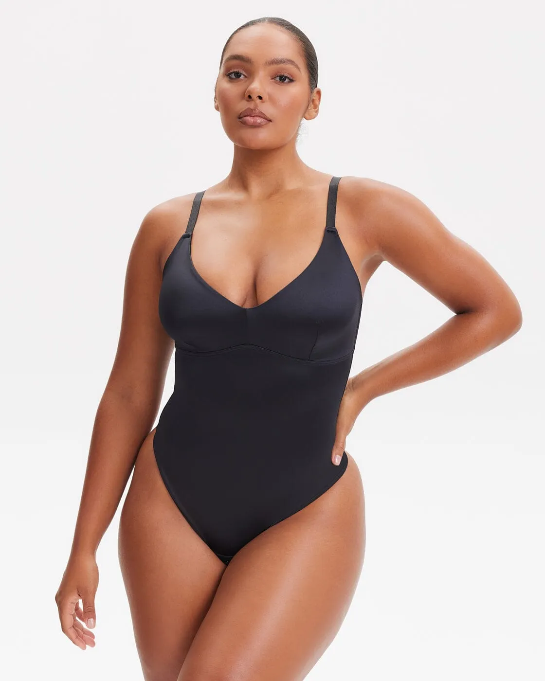 SatinSculpt V-neck Bodysuit Thong