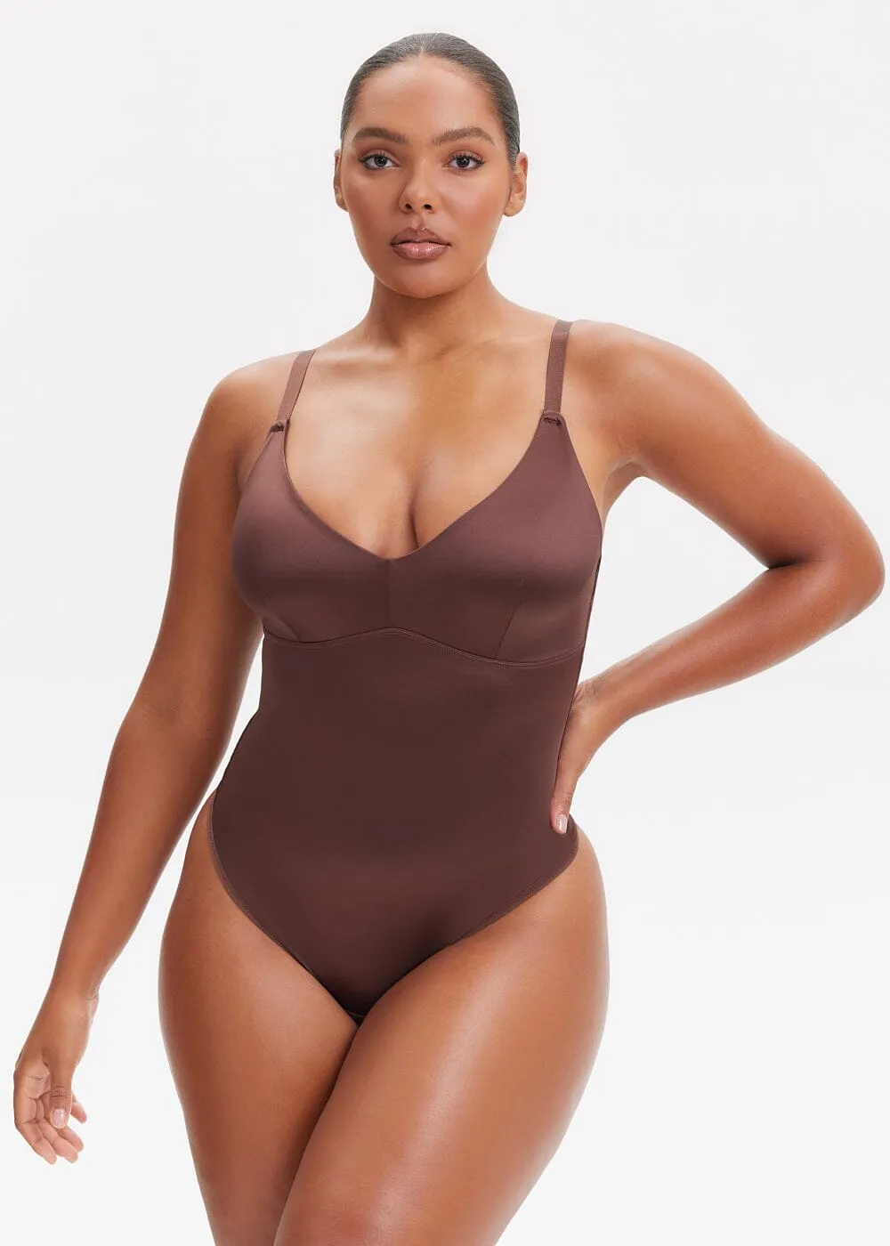 SatinSculpt V-neck Bodysuit Thong