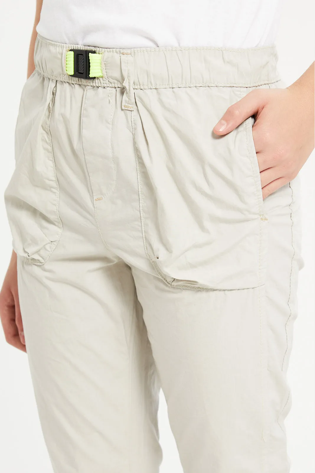 Senior Boys Grey Poplin Joggers With All Around Adjuster