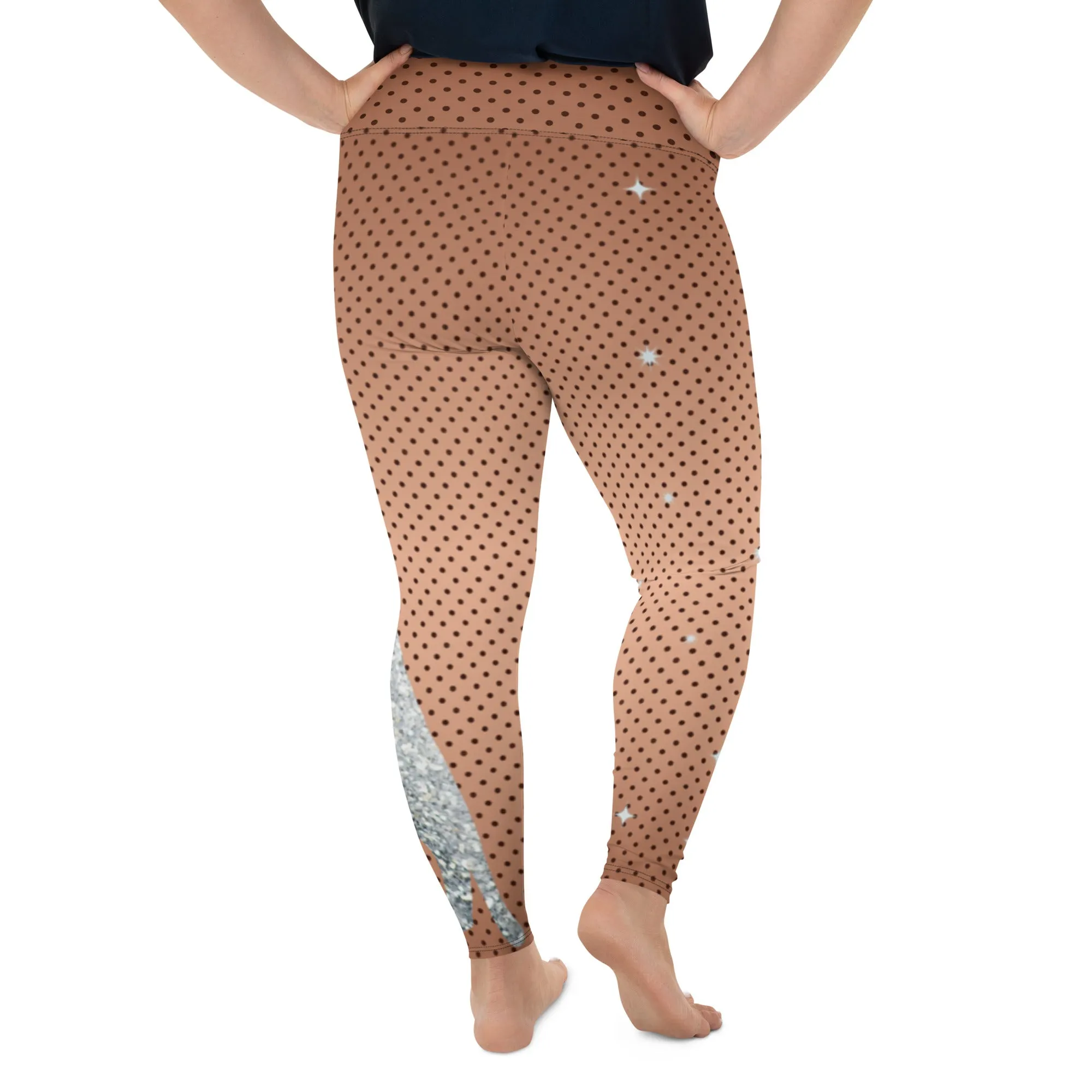 Sequin Print Mesh Plus Size Leggings