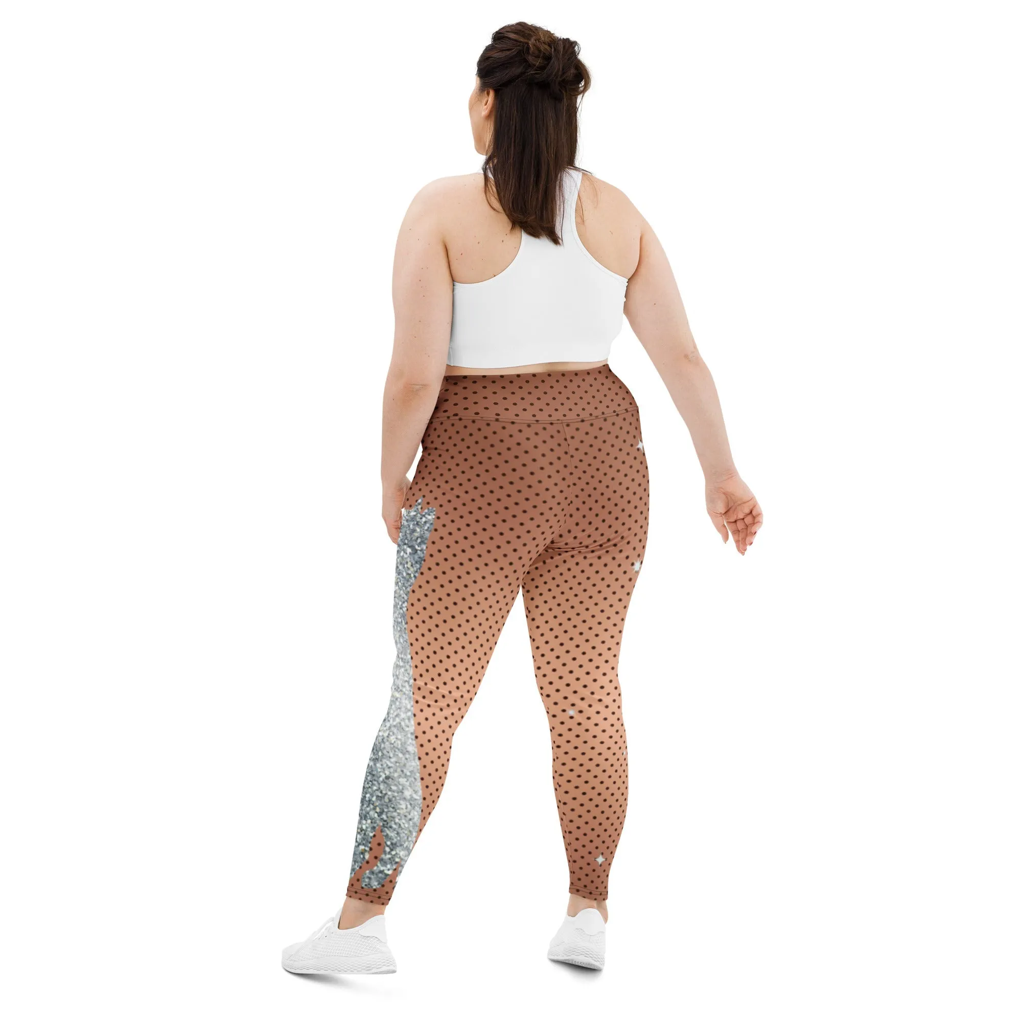 Sequin Print Mesh Plus Size Leggings