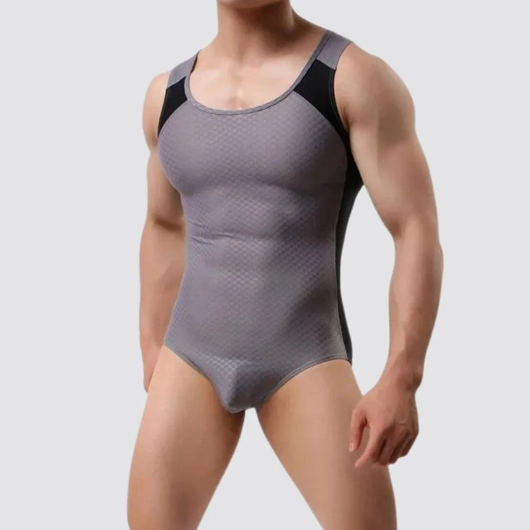 Side Stripe Form Fitting Men's Bodysuit