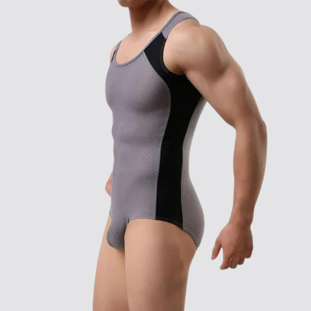 Side Stripe Form Fitting Men's Bodysuit