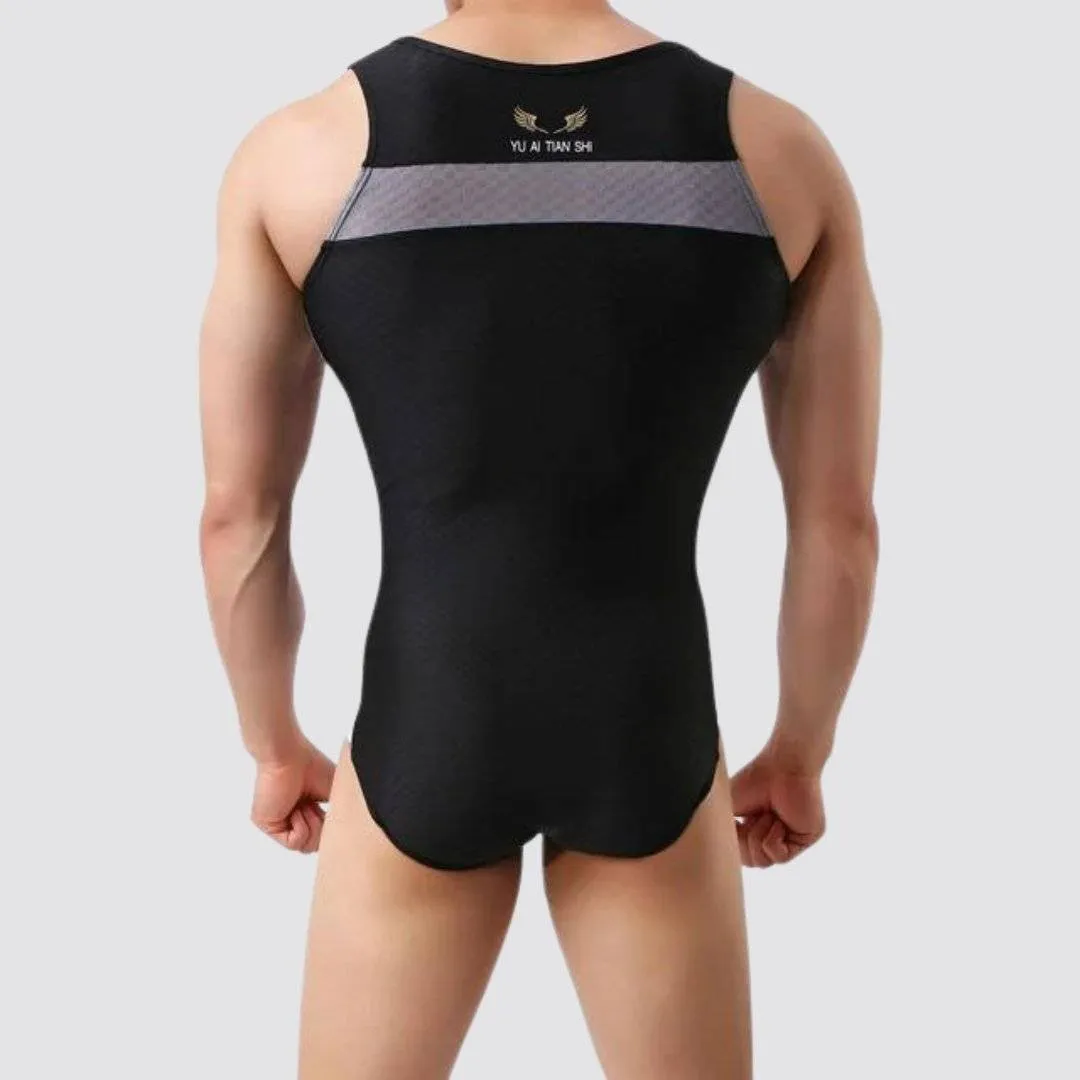 Side Stripe Form Fitting Men's Bodysuit