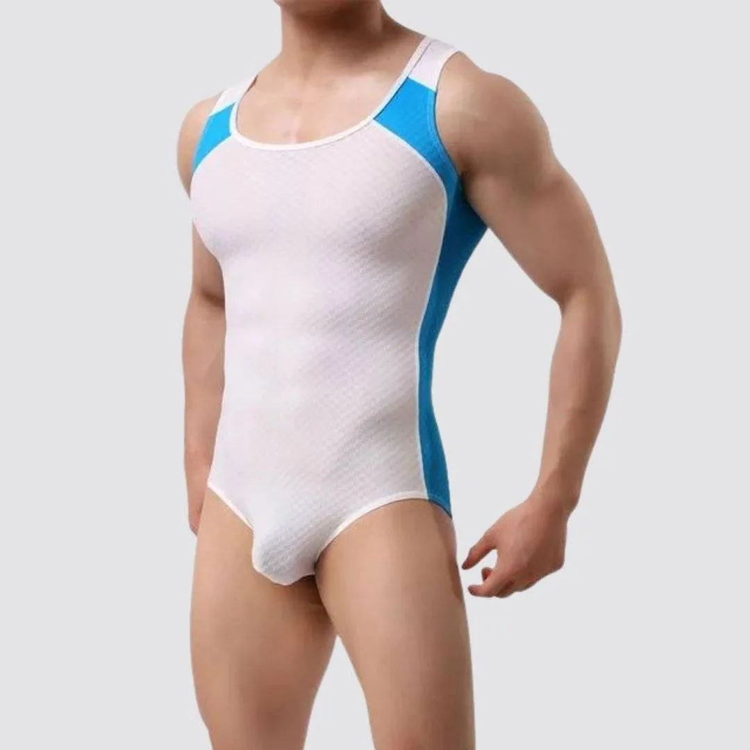 Side Stripe Form Fitting Men's Bodysuit