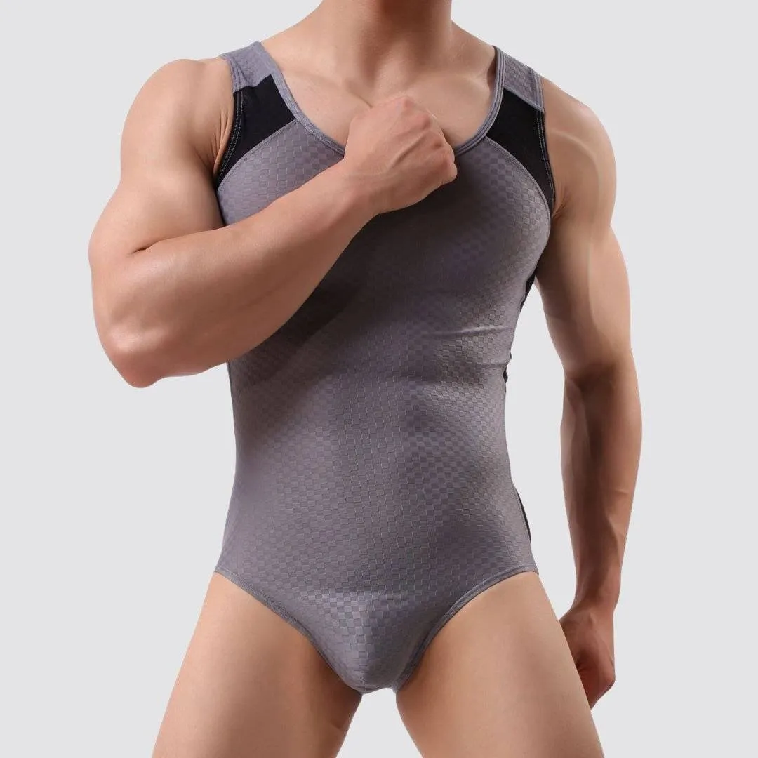 Side Stripe Form Fitting Men's Bodysuit