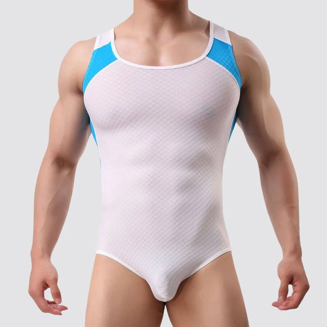 Side Stripe Form Fitting Men's Bodysuit