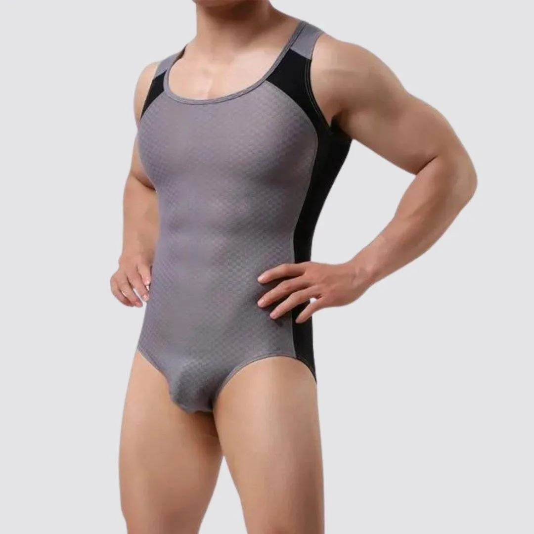 Side Stripe Form Fitting Men's Bodysuit