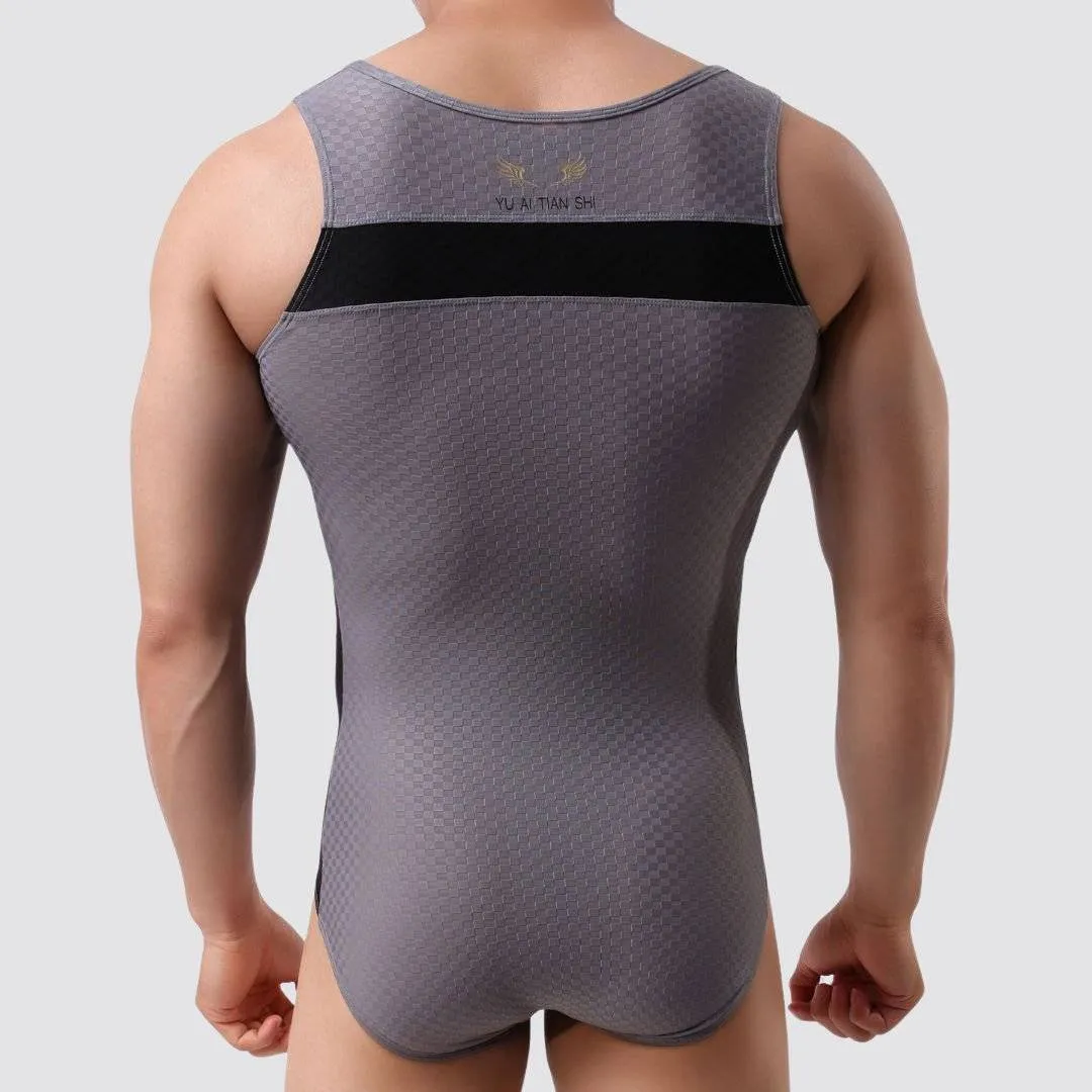 Side Stripe Form Fitting Men's Bodysuit