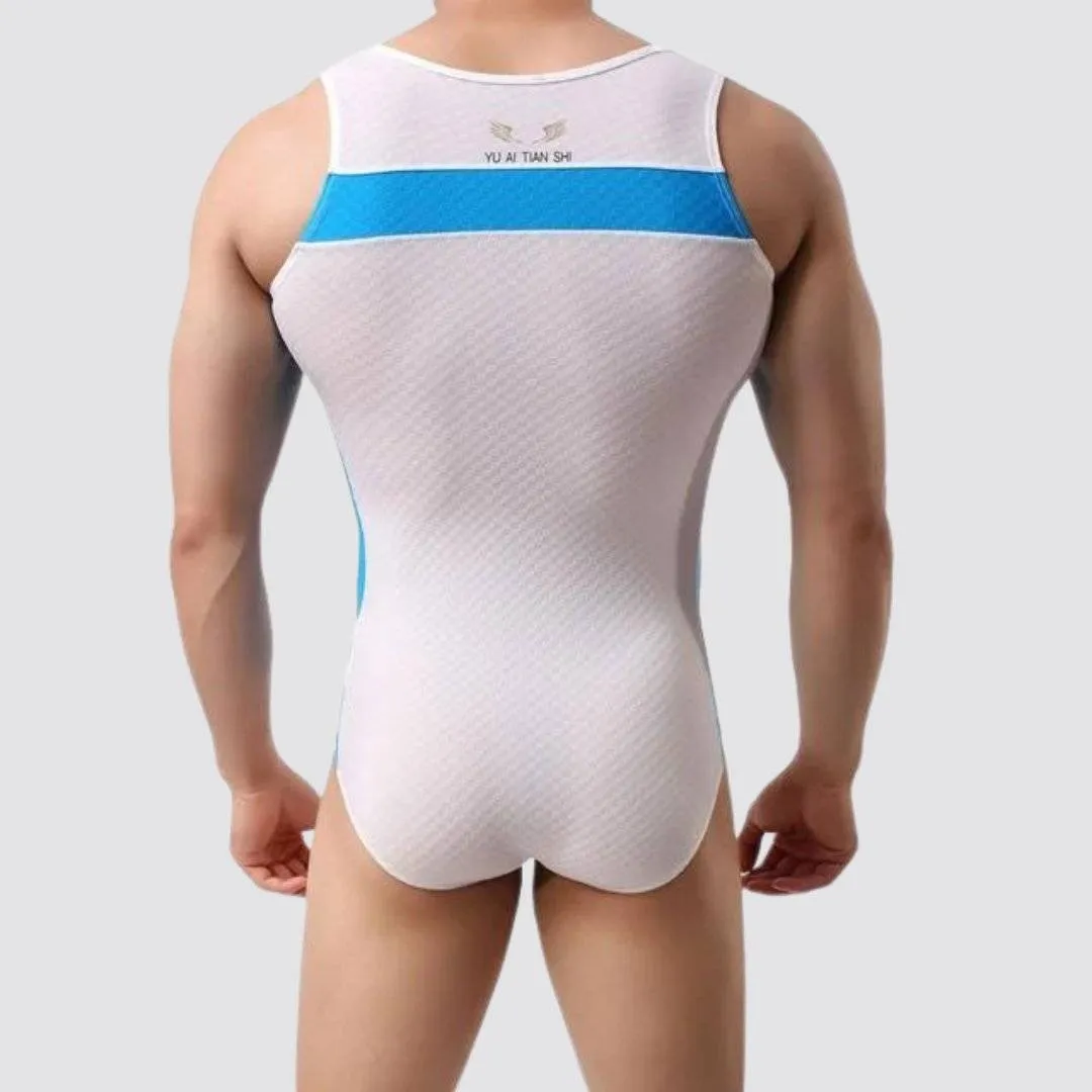 Side Stripe Form Fitting Men's Bodysuit