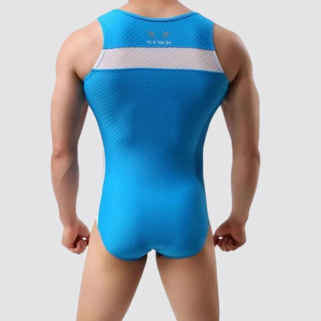 Side Stripe Form Fitting Men's Bodysuit