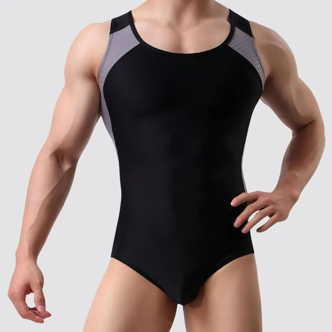 Side Stripe Form Fitting Men's Bodysuit