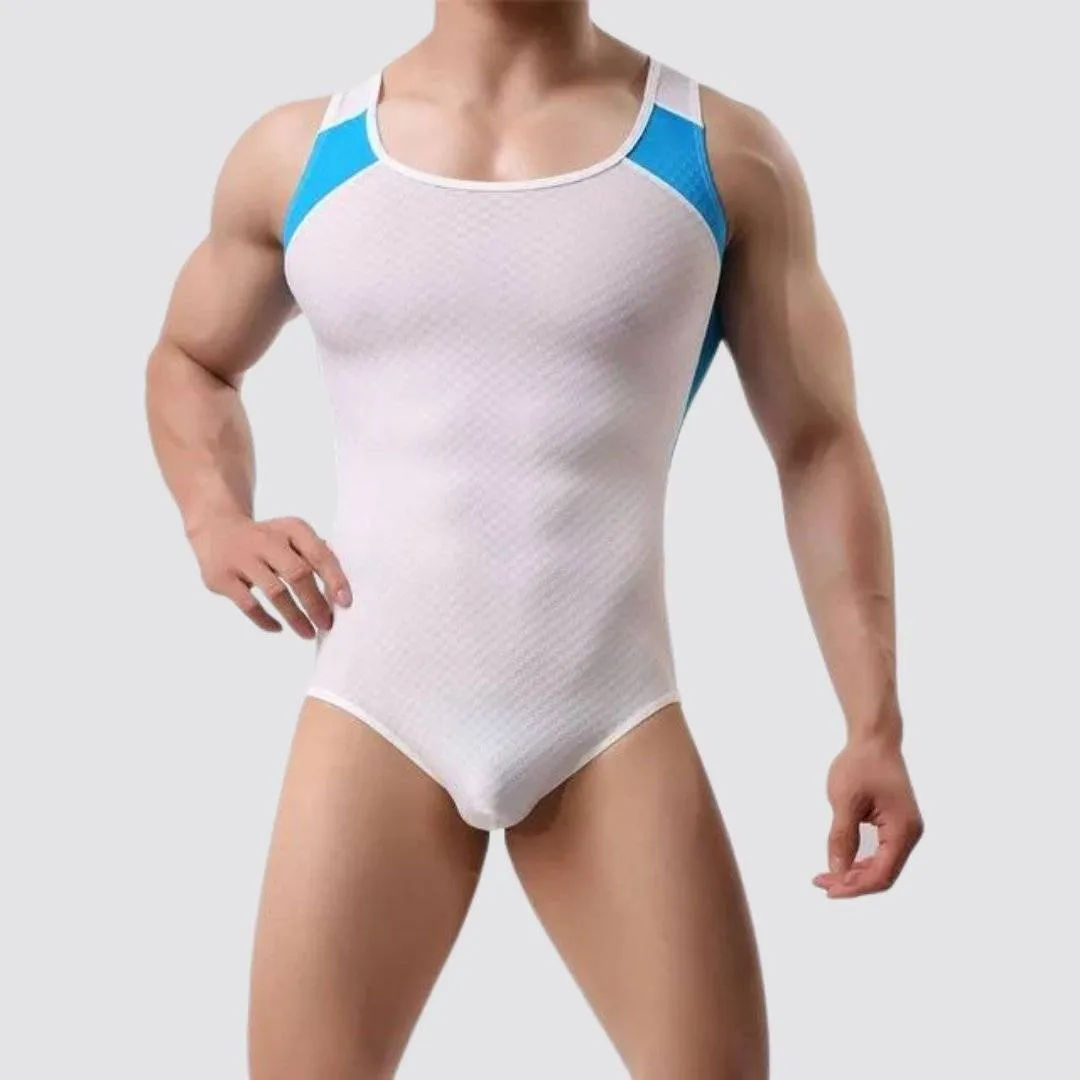 Side Stripe Form Fitting Men's Bodysuit