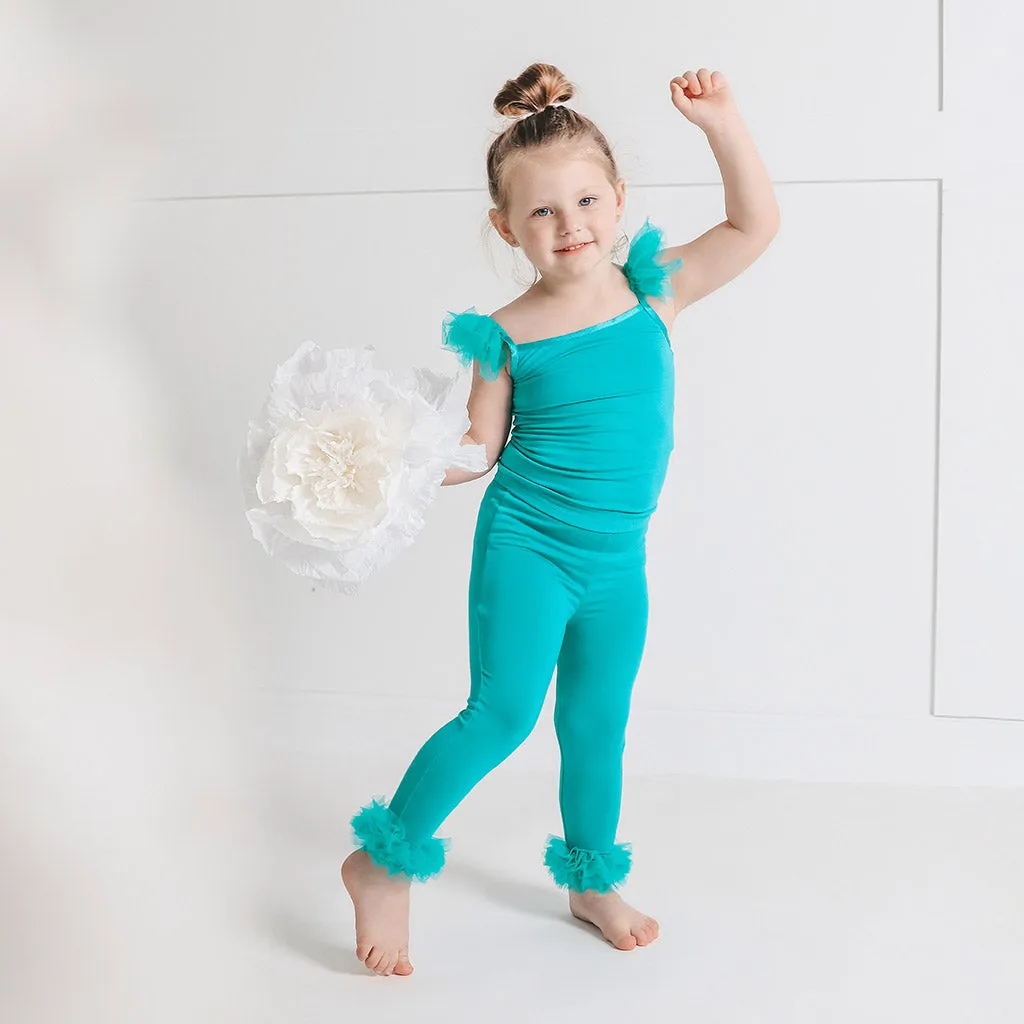 Signature Teal Tulle Ruffled Leggings