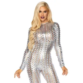 Silver Laser Cut Catsuit-Leg Avenue