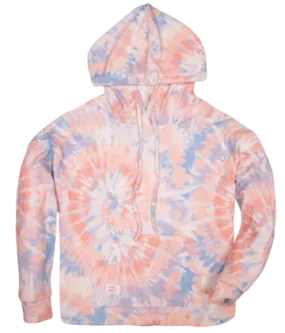 Simply Southern Peach Swirl Tie Dye Hoodie Pullover