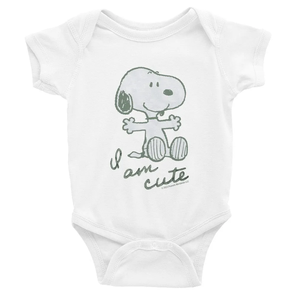 Snoopy I Am Cute Baby Bodysuit