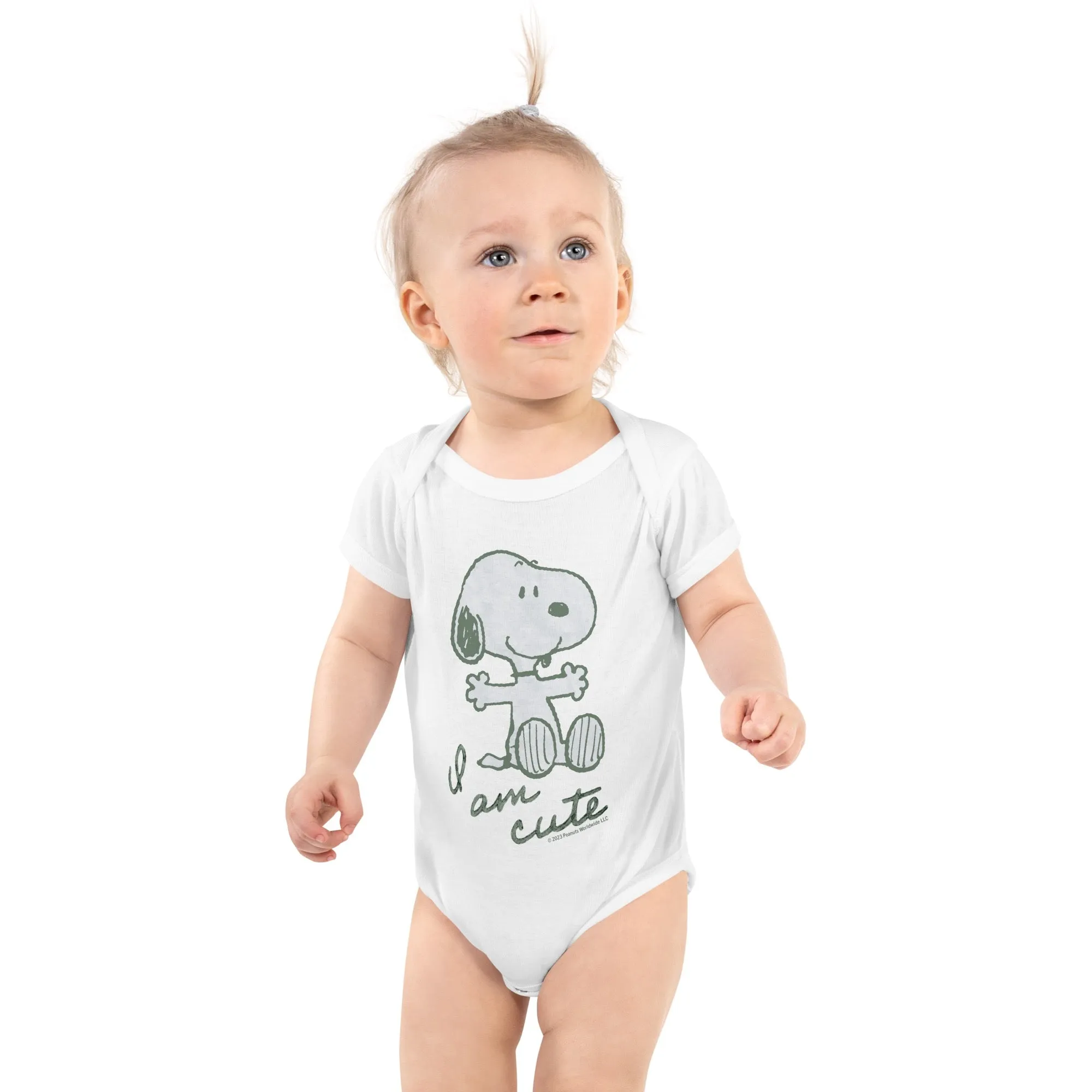 Snoopy I Am Cute Baby Bodysuit