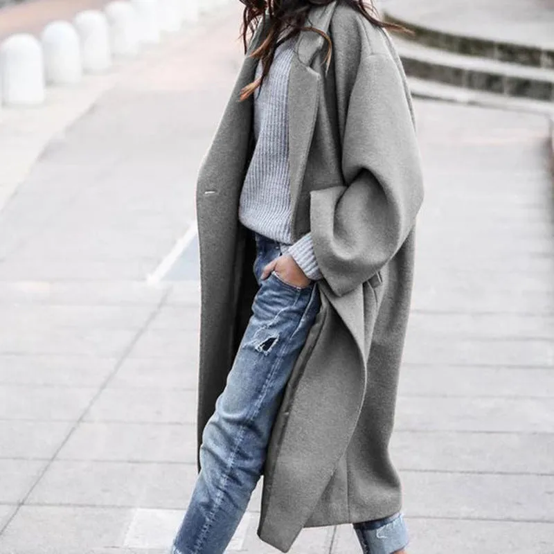 Solid Color Thermal Tweed Coat