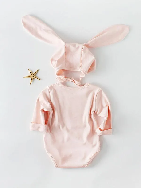 Spanish Style Baby Easter Clothes Set Long Sleeve Cotton Romper Bunny Ear Detachable Hat