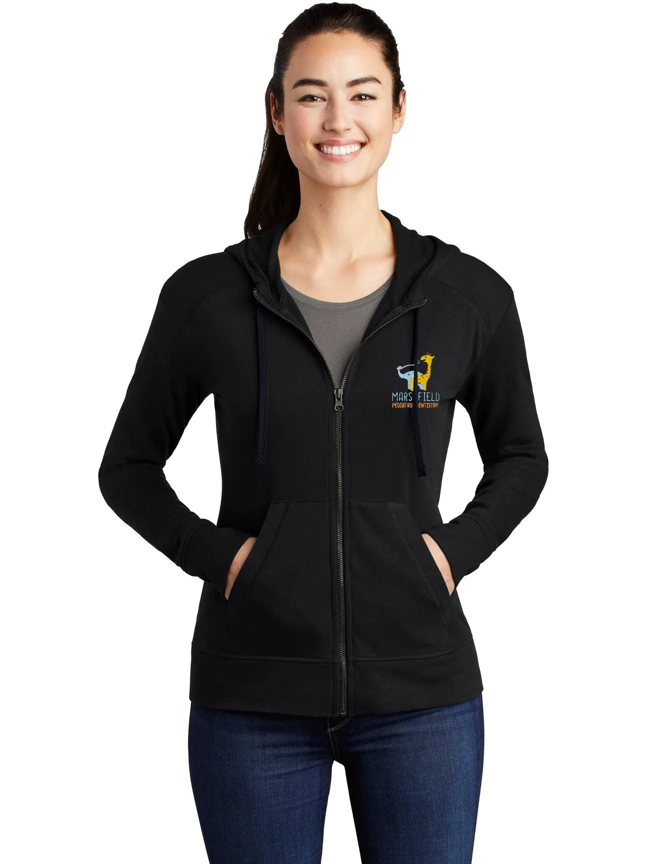 Sport-Tek Ladies Posicharge Tri-Blend Wicking Fleece Full-Zip Hooded Jacket