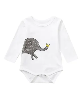 Spring Elephant Onesie Long-sleeved Baby Bodysuit