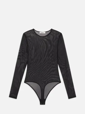 Stretch Mesh Bodysuit -- Black