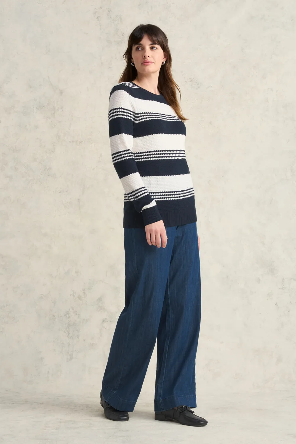 Stripe Wool Jumper - Ink & White Stripe