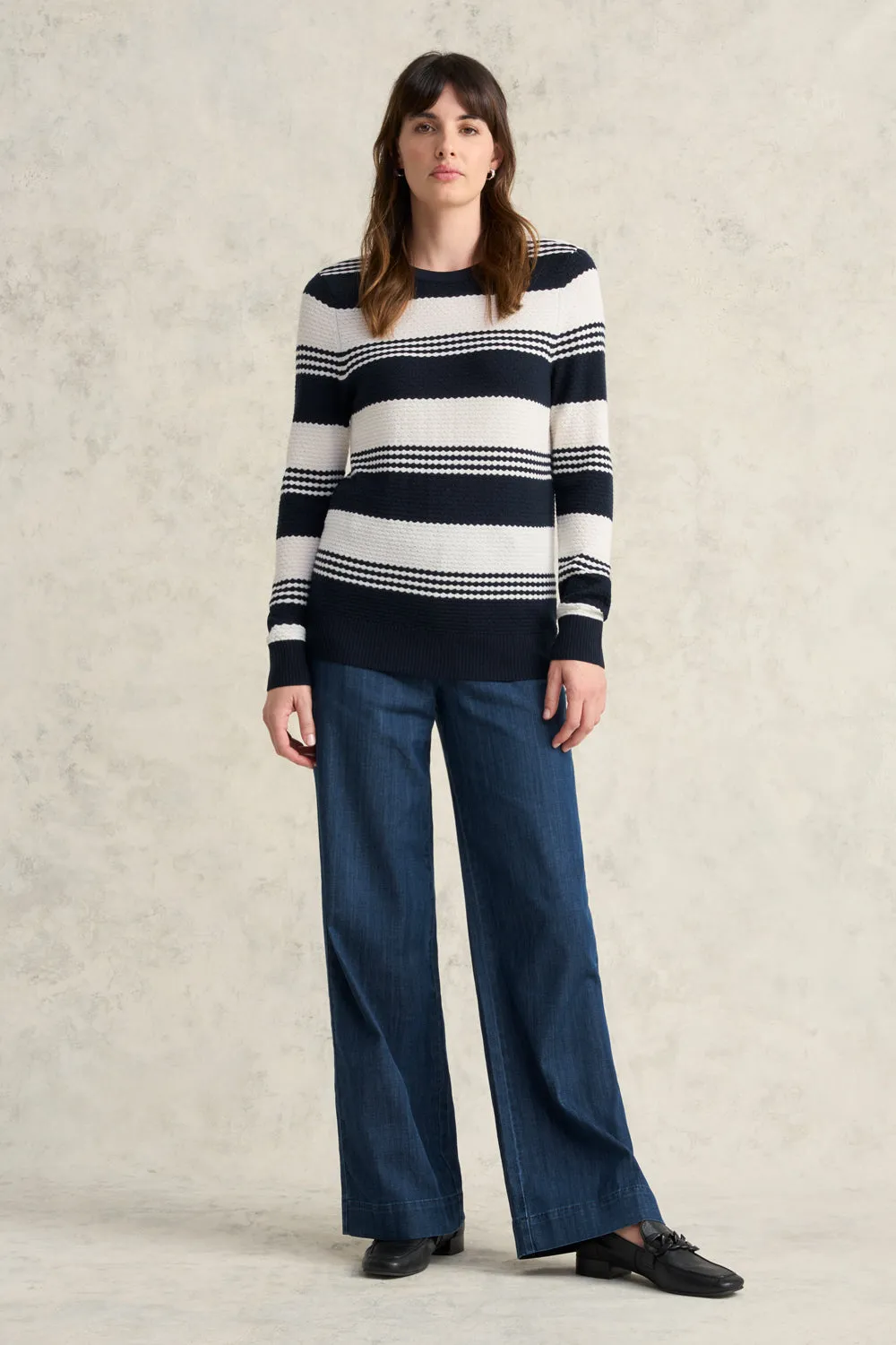 Stripe Wool Jumper - Ink & White Stripe