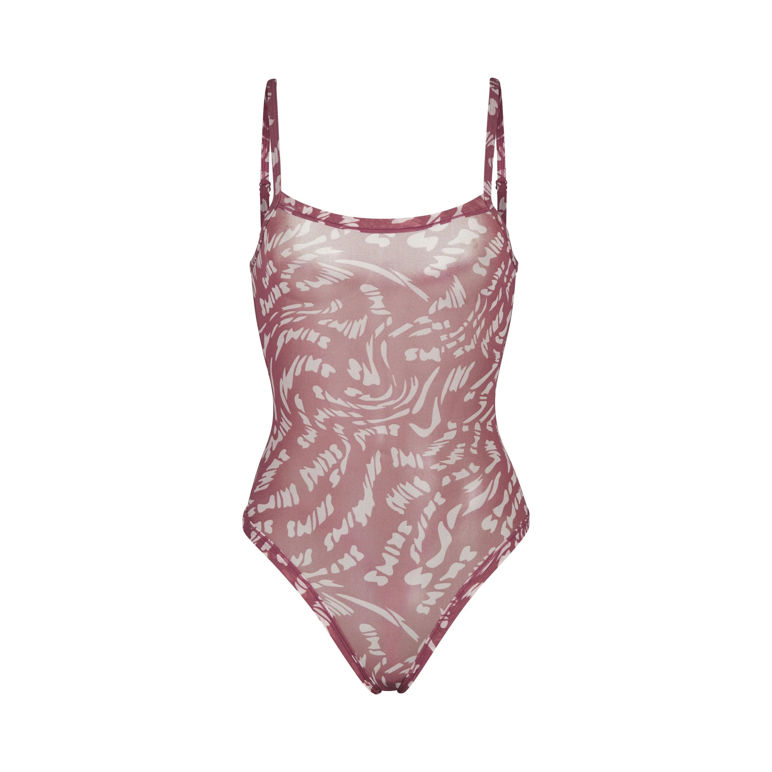 SUMMER MESH STRAPPY BODYSUIT | RASPBERRY SWIRL