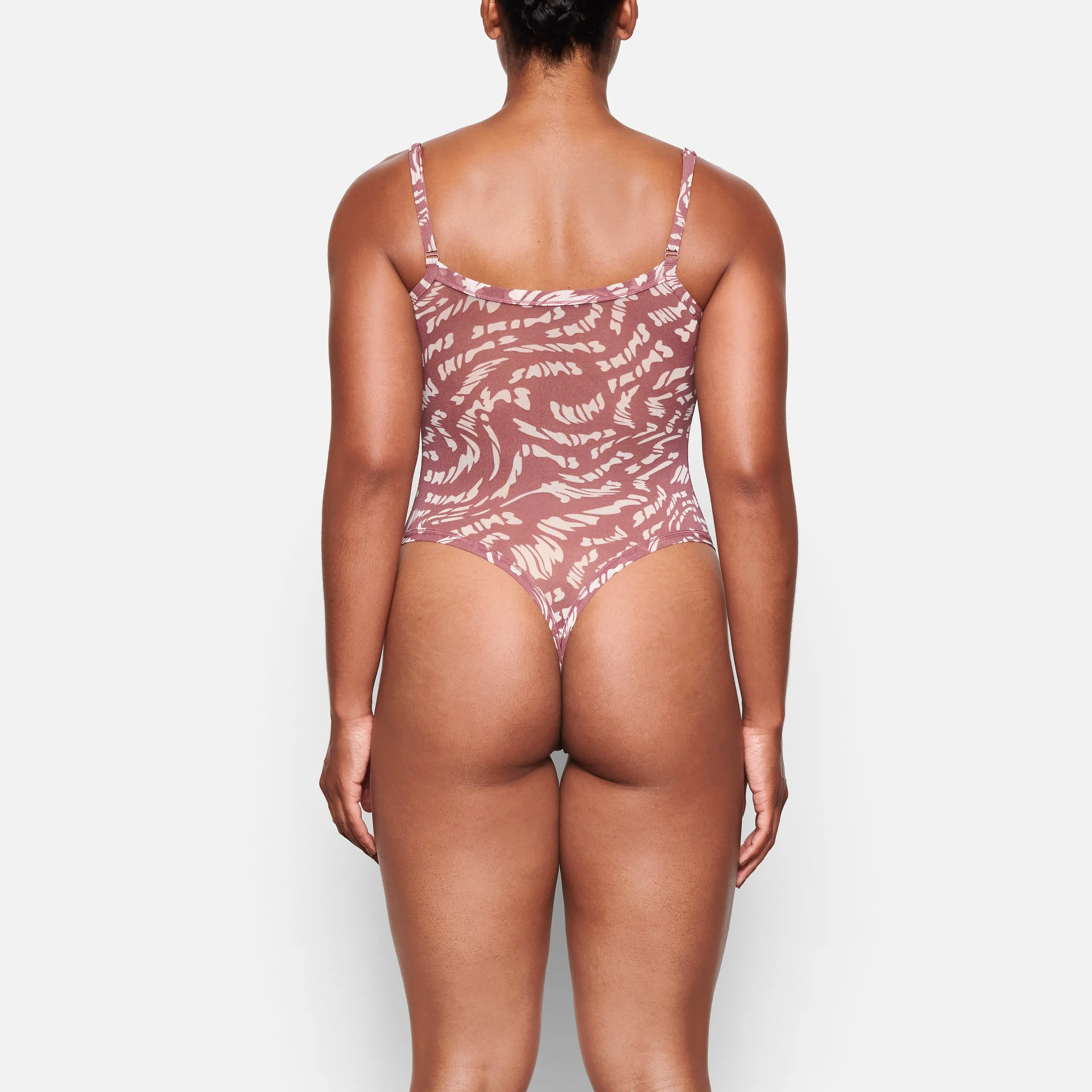 SUMMER MESH STRAPPY BODYSUIT | RASPBERRY SWIRL