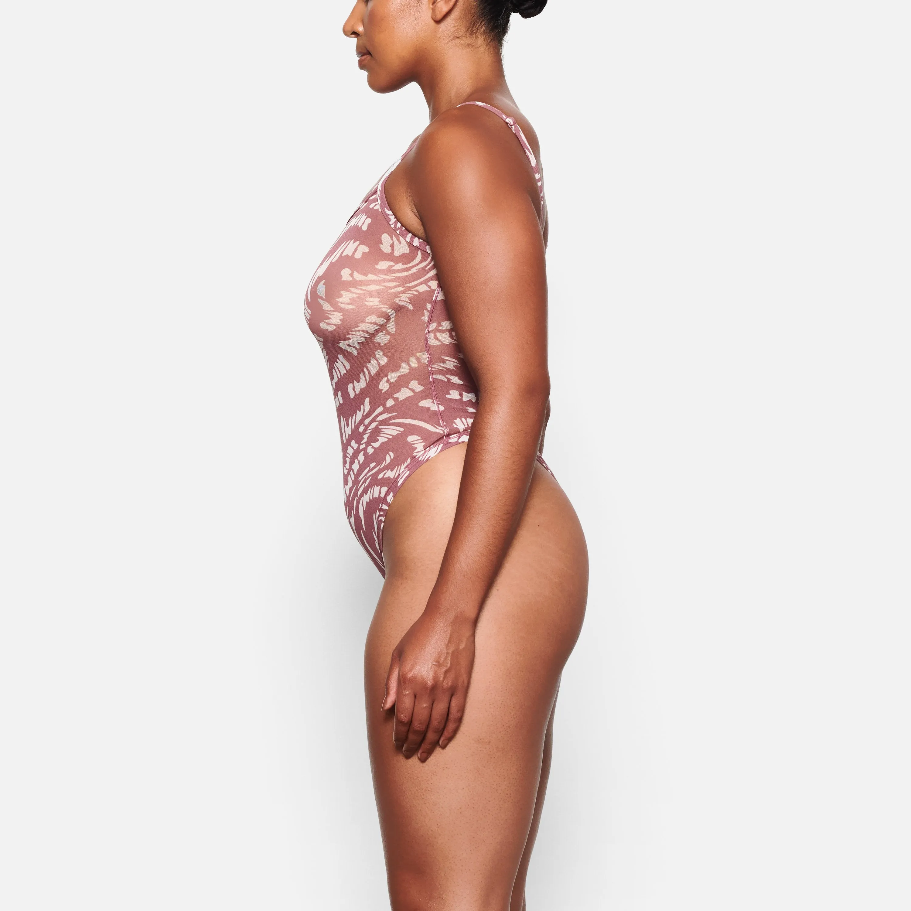 SUMMER MESH STRAPPY BODYSUIT | RASPBERRY SWIRL