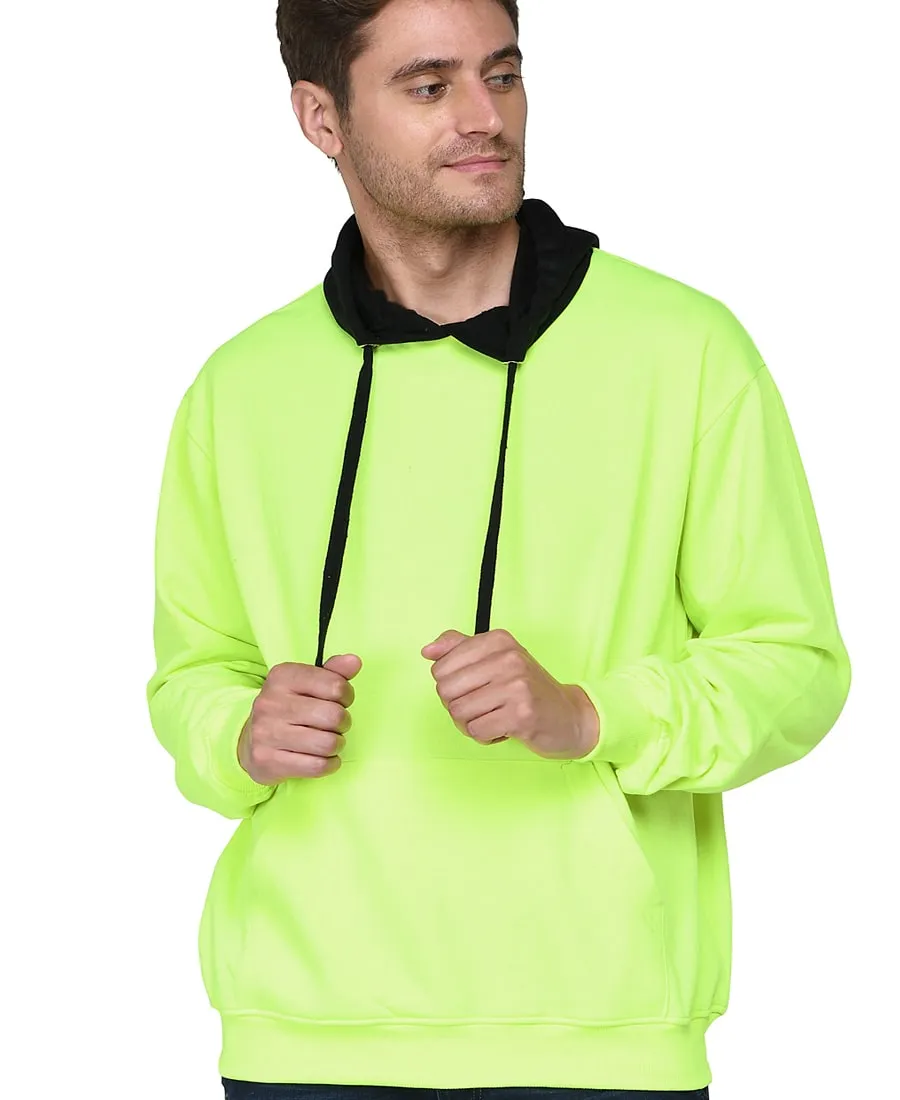 SXV Solid COLOURBLOCKED Sweatshirt Hoodie for Men & Women (Black.NEON-Green)